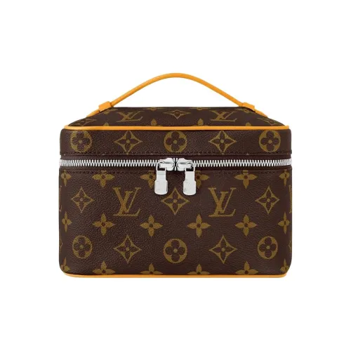 LOUIS VUITTON Leather Makeup Bag Mini Women's Yellow And Brown
