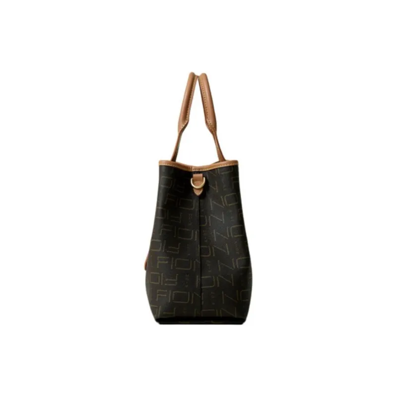 FION Coated Canvas One Shoulder Handbag Tubas Women's Dark Coffee Brown-2