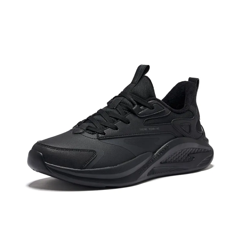 Erke Warm Cushioning Rebound Water Resistant Low Top Running Shoes Men's Jet Black-2