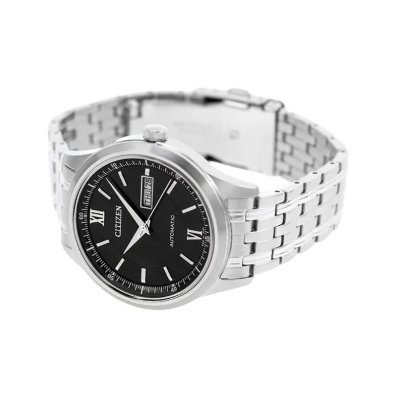 CITIZEN Automatic/Manual Mechanical Movement Stainless Steel Strap Watch Men's Watches Black Dial-1