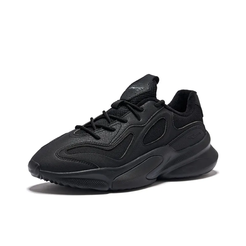 Erke Derivation Cushioning Warm Rebound Low Top Casual Shoes Men's Jet Black-2
