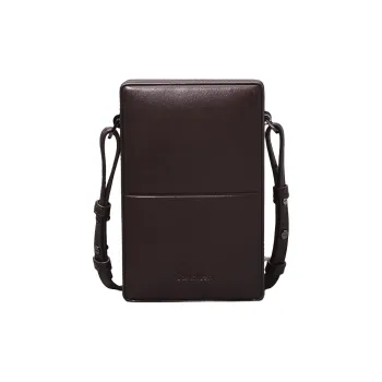 CALVIN KLEIN Leather Shoulder Bag Crossbody Bag Men's Dark Brown
