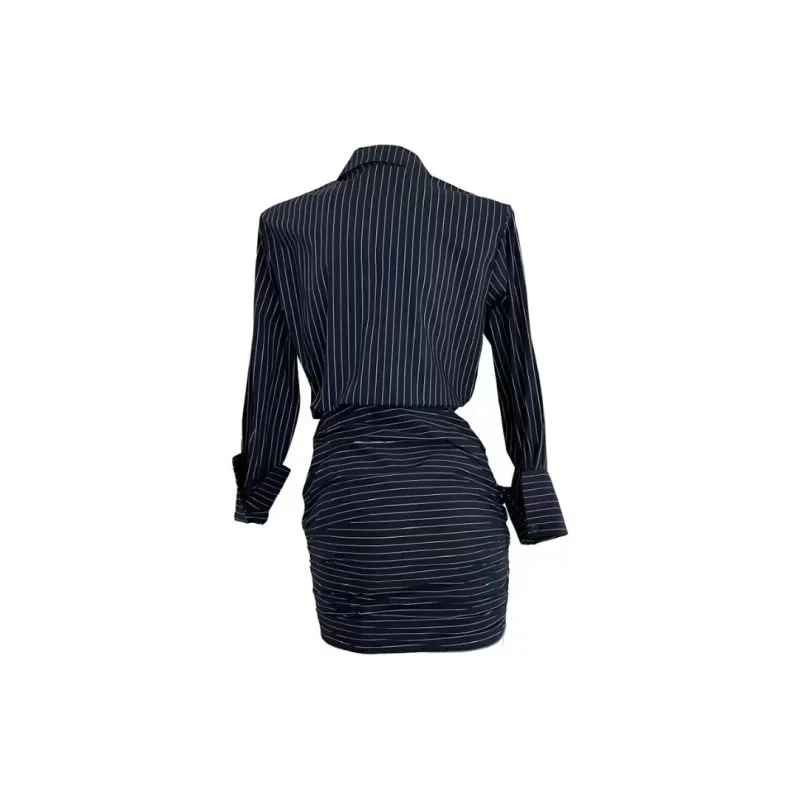 Aghr Long Sleeved Dress Women's Navy Blue-1