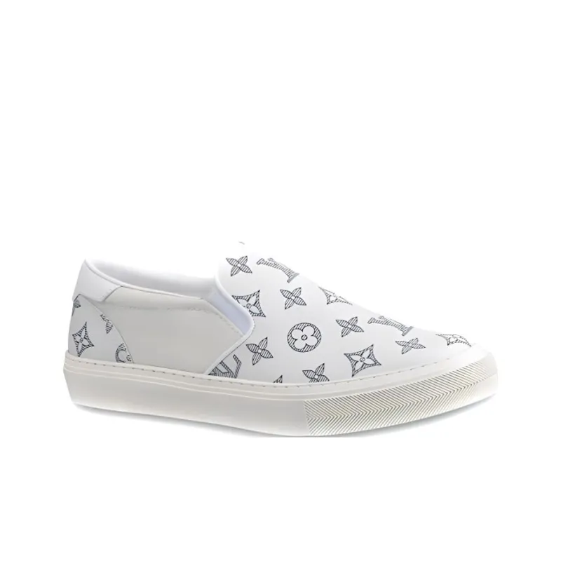 LOUIS VUITTON Trocadero Low-Top Stylish Skateboarding Shoes Men's White-1