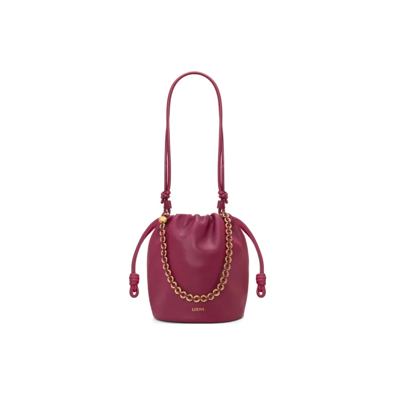 LOEWE Flamenco Soft Nappa Lambskin Bucket Bag Handbag Shoulder Bag Crossbody Bag Women's Deep Red-2