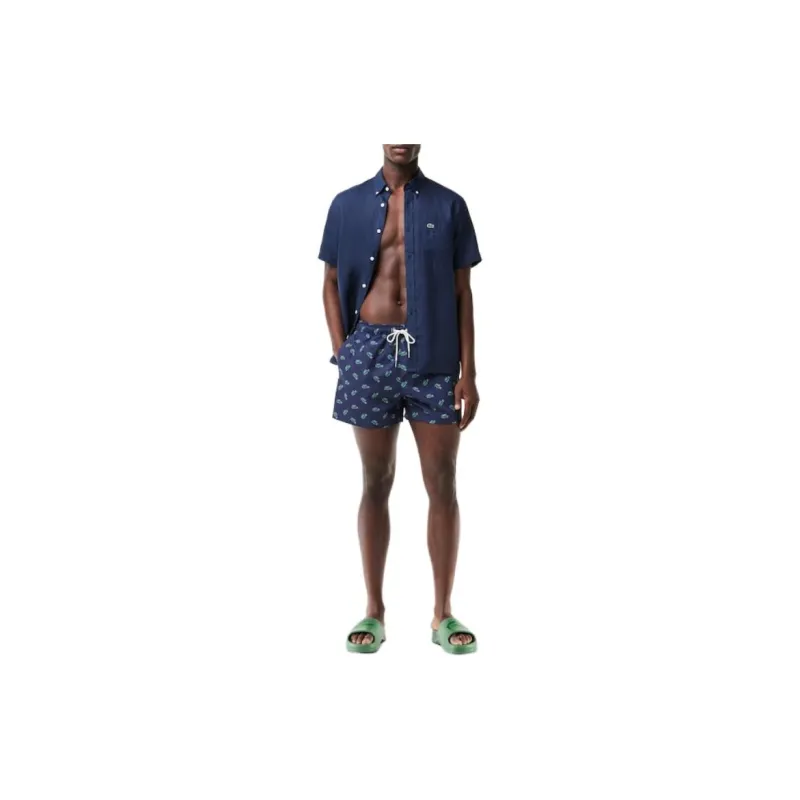 LACOSTE Crocodile print Drawstring Swim Shorts-2