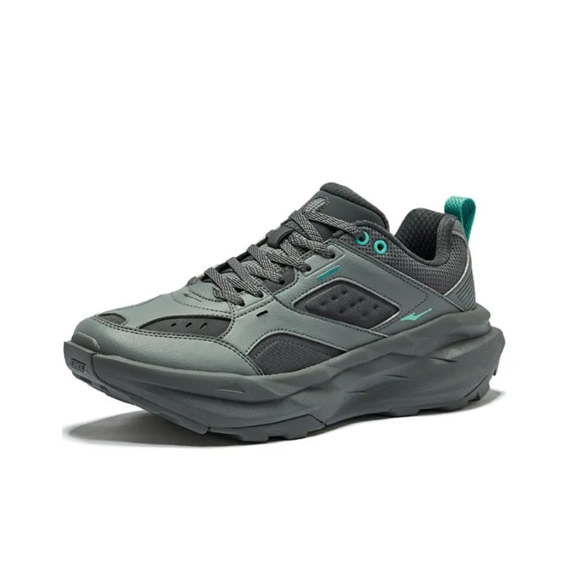 Erke Exploring Anti Slip Wear Resistant Low Top Casual Shoes Men's Steel Gray Carbon Gray-2