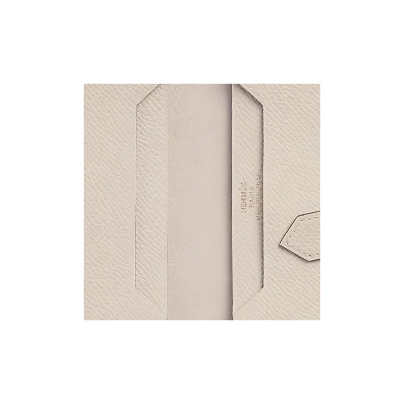 HERMES Bearn Epsom Calfskin Money Clip Card Holder Women's 10 Craie Milkshake White-3