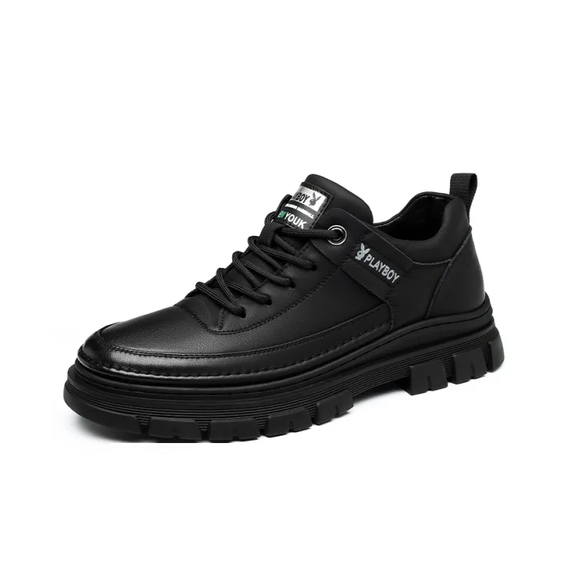 Playboy Wear Resistant Low Top Skateboard Shoes Men's Black-1