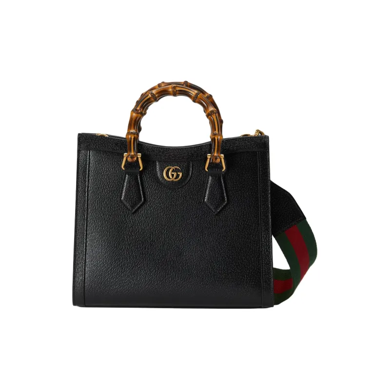 GUCCI Diana Leather Tote Bag Shopping Bag Shoulder Bag Crossbody Bag Handbag Small Size Women's Black-3