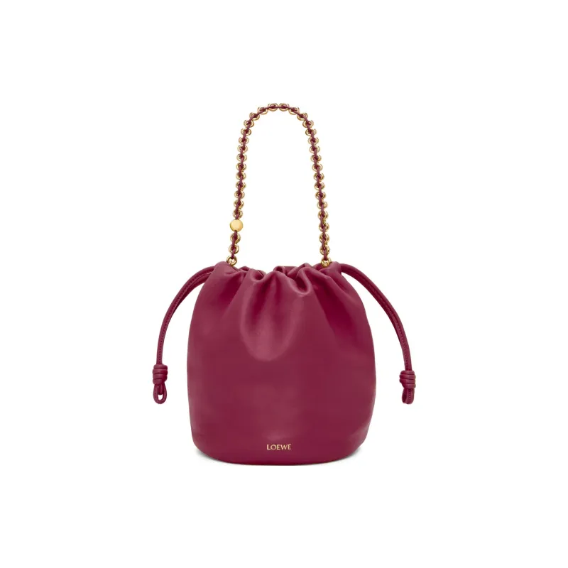 LOEWE Flamenco Soft Nappa Lambskin Bucket Bag Handbag Shoulder Bag Crossbody Bag Women's Deep Red-1