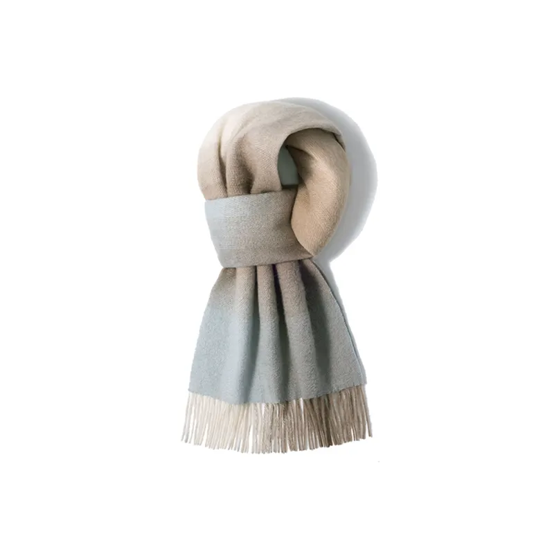 Shanghai Story 100% Cashmere Knit Scarves Unisex Beige And Orange Check Gift Box Set-54