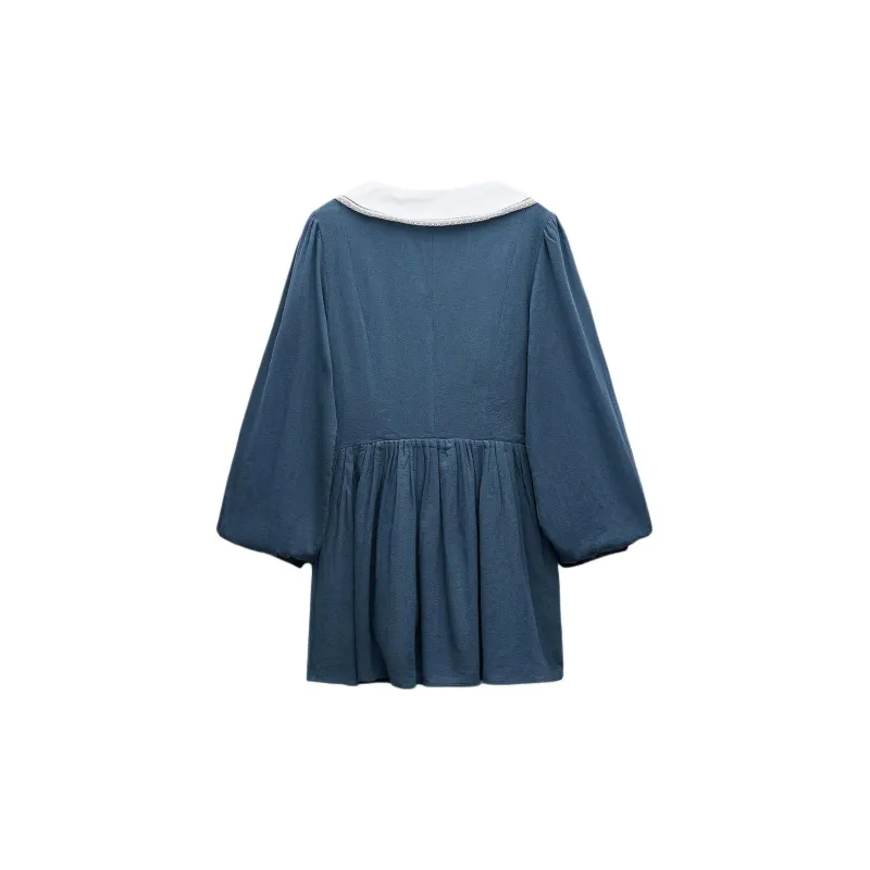 ZARA Trf Long Sleeved Dresses Women's Light Petroleum-1