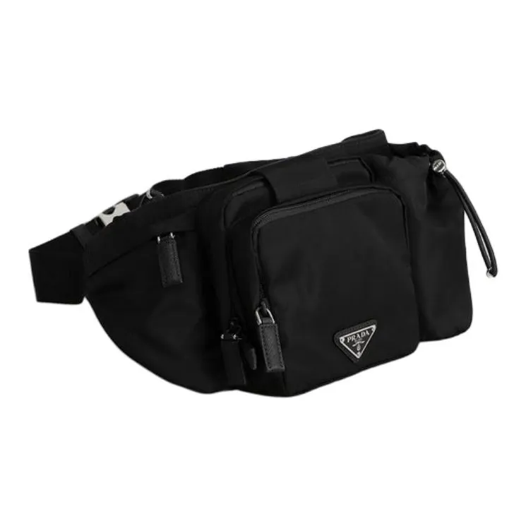 PRADA Nylon Fabric Fanny Pack Sling Bags Unisex Black-2