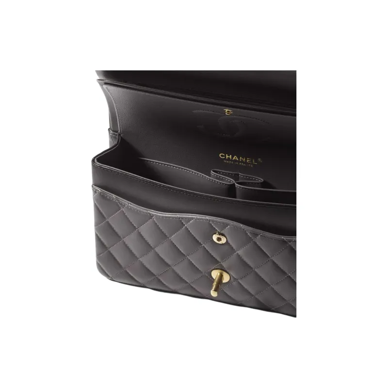 CHANEL Classic Flap CF Lambskin Shoulder Bag, Crossbody Bag, Handbag Women's Gray-3