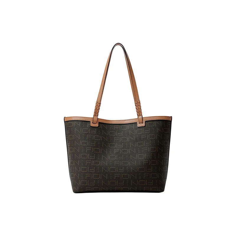 FION Artificial Leather Tote Bag Shoulder Bag Regular Women's Dark Coffee Brown-1