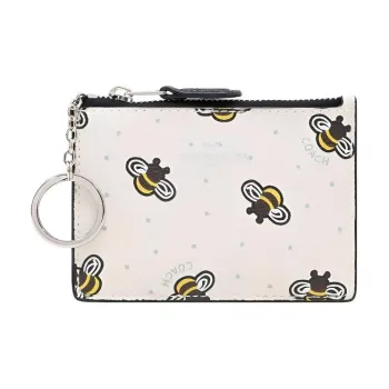COACH Coated Canvas Wallet, Card Holder, Coin Purse Mini Women's White
