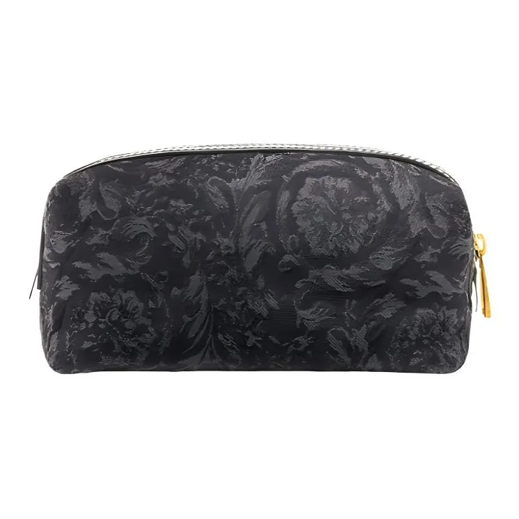 VERSACE Barocco Jacquard Fabric Canvas With Leather Makeup Bag Women's Black-3
