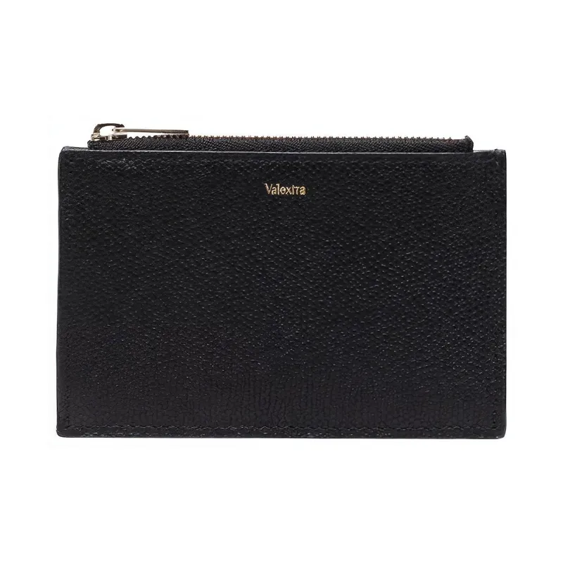 Valextra Leather Card Holder, Coin Purse Men's Black-0