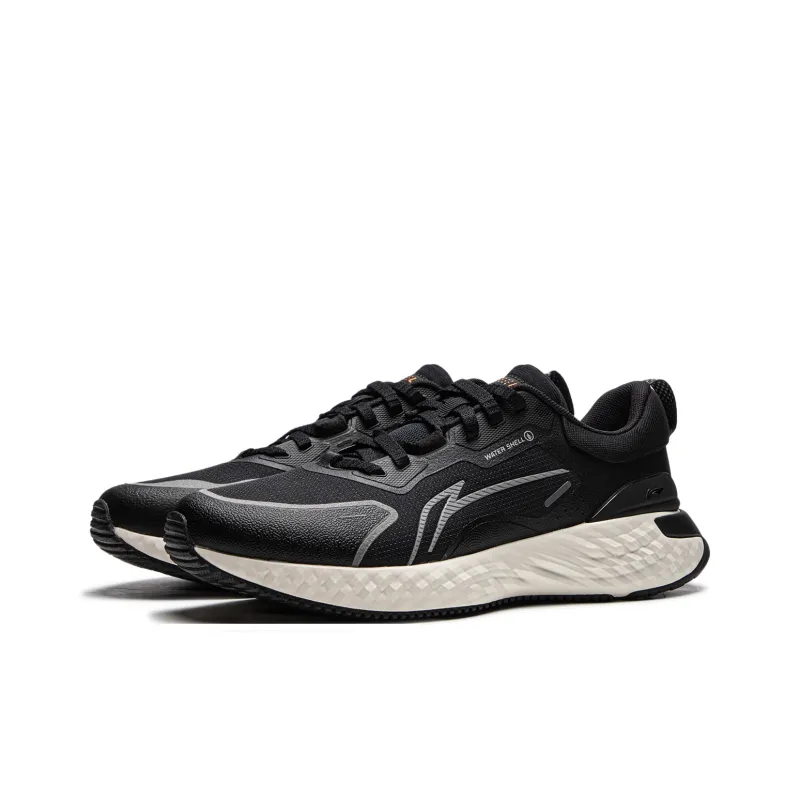 LiNing Cloud Shield Cushioned Slip Resistant Rebound Low Top Casual Running Shoes Men's Black White-2