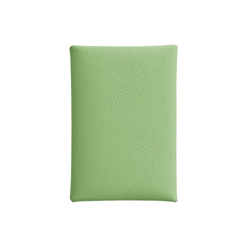 HERMES Calvi Epsom Calfskin Card Holder Mini Women's 3I VertCriquet Avocado Green/Cricket Green-0