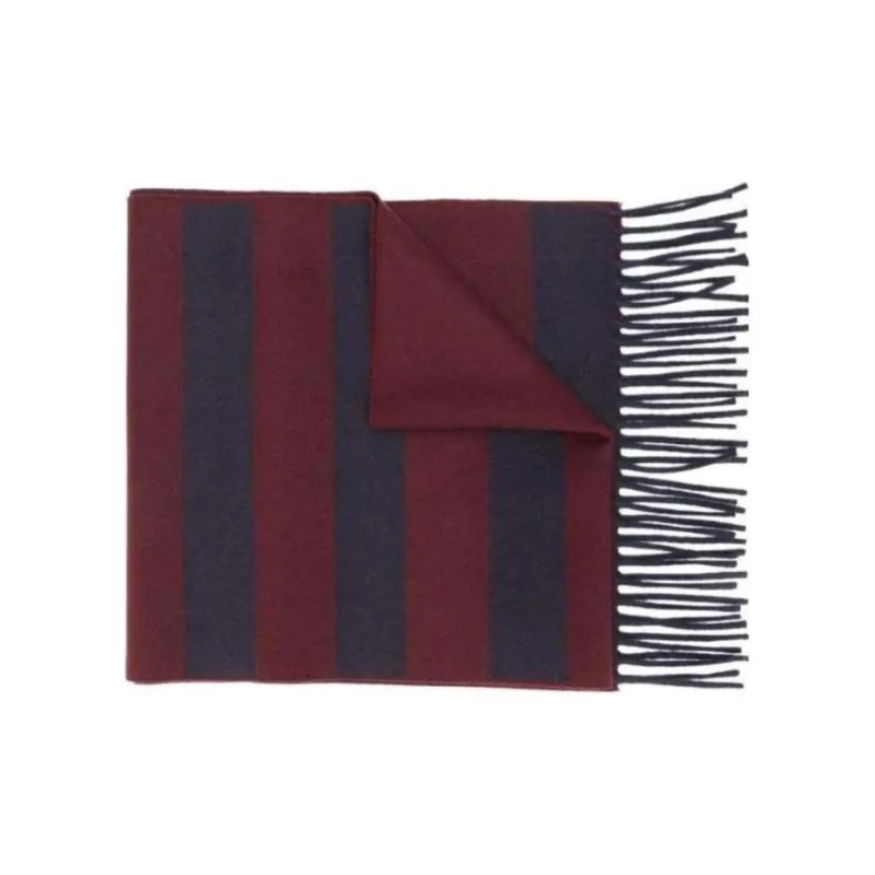 FERRAGAMO Virgin Wool Knit Scarves Men's Red-0
