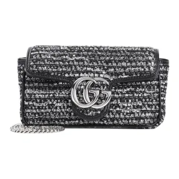 GUCCI GG Marmont Wool Shoulder Bag Extra Mini Women's Black Silver