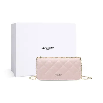 PIERRE CARDIN Chanel Inspired Diamond Pattern Small Square Bag Fashion Commute Women's Bag Women's Ecru/Pink