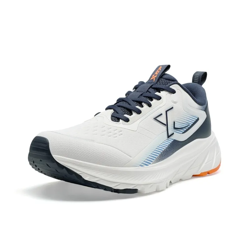 XTEP Comfortably Slip Resistant Coverage Rebound Low Top Casual Running Shoes Men's White Blue-2