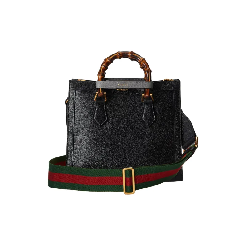 GUCCI Diana Leather Tote Bag Shopping Bag Shoulder Bag Crossbody Bag Handbag Small Size Women's Black-4