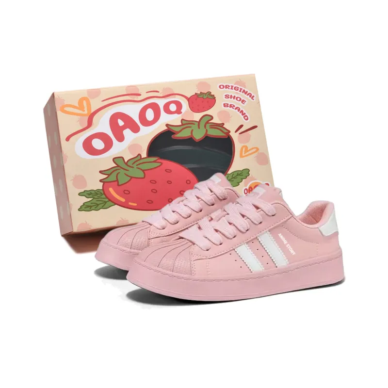 OAOQ Box Included Wear resistant And Lightweight Low Top Skateboard Shoes Women's Cherry Blossom Pink-1