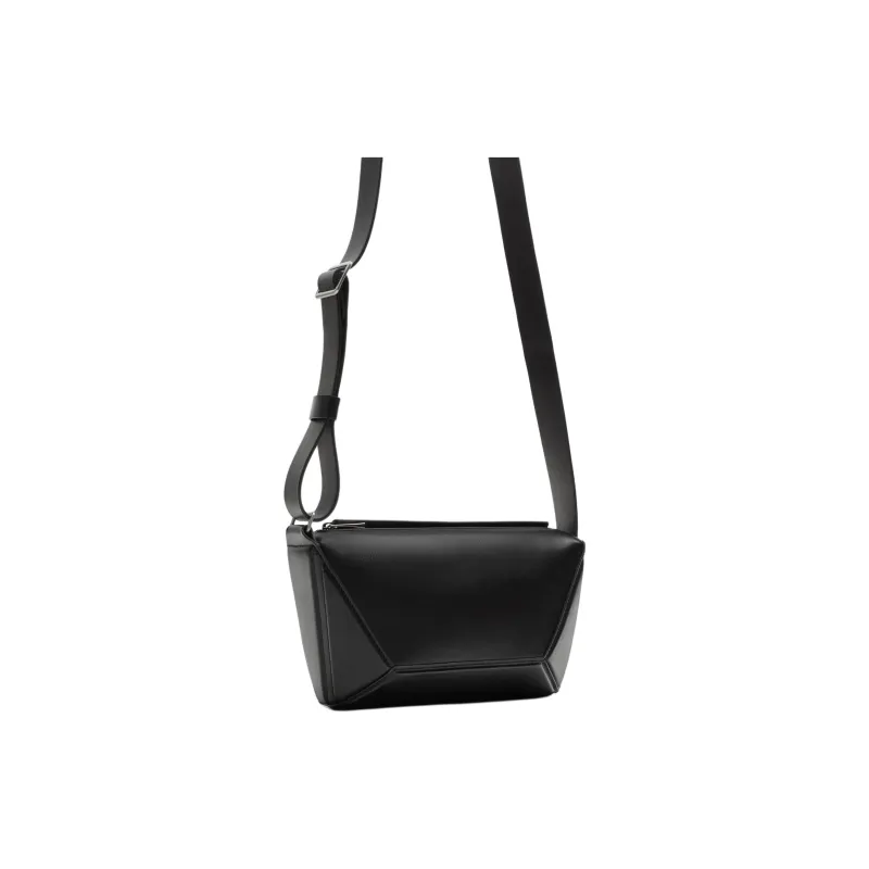 ZARA Cow Leather Shoulder Bag Crossbody Bag Small Size Men's Black-2