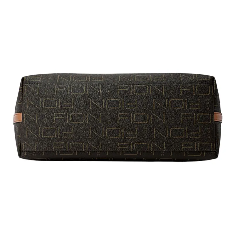 FION Artificial Leather Tote Bag Shoulder Bag Regular Women's Dark Coffee Brown-4