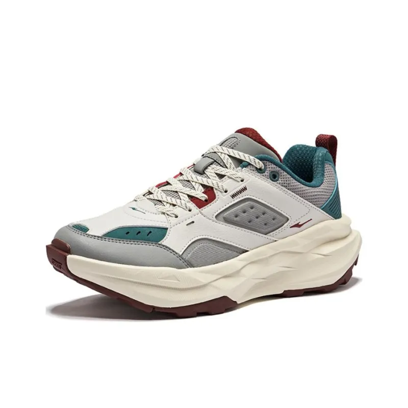 Erke Exploring Anti Slip Wear Resistant Low Top Casual Shoes Men's Pine Green Pale Gray-2