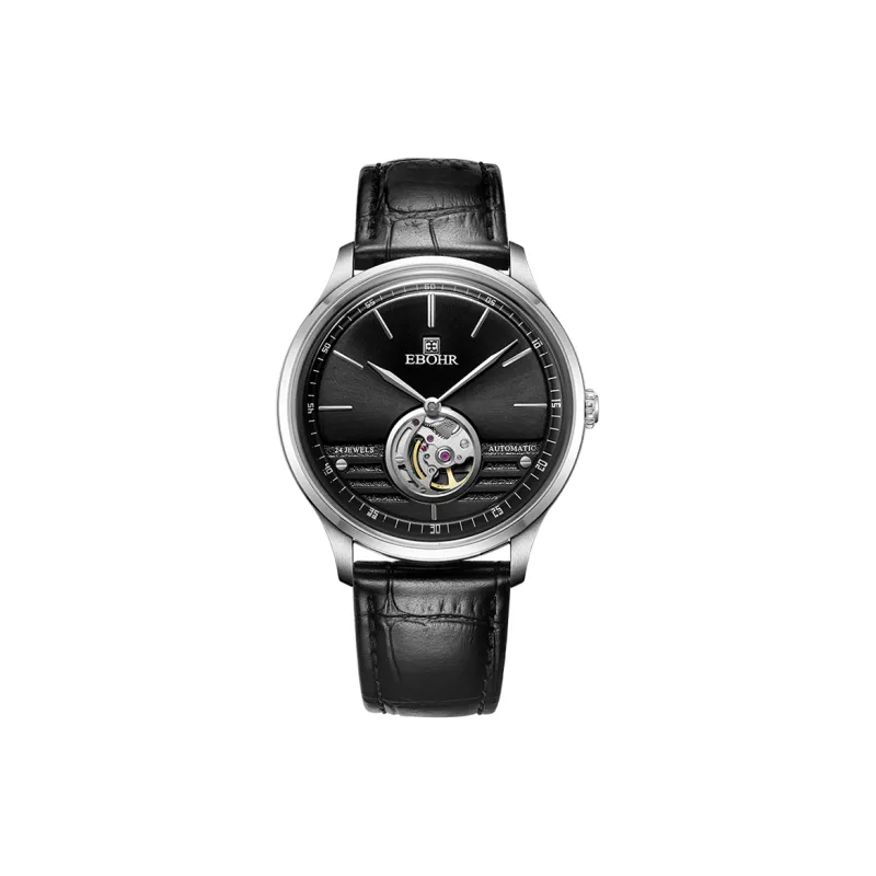 EBOHR Master Collection Mechanical Movement Leather Watch Bands Watch Men's Watches Black Dial-0
