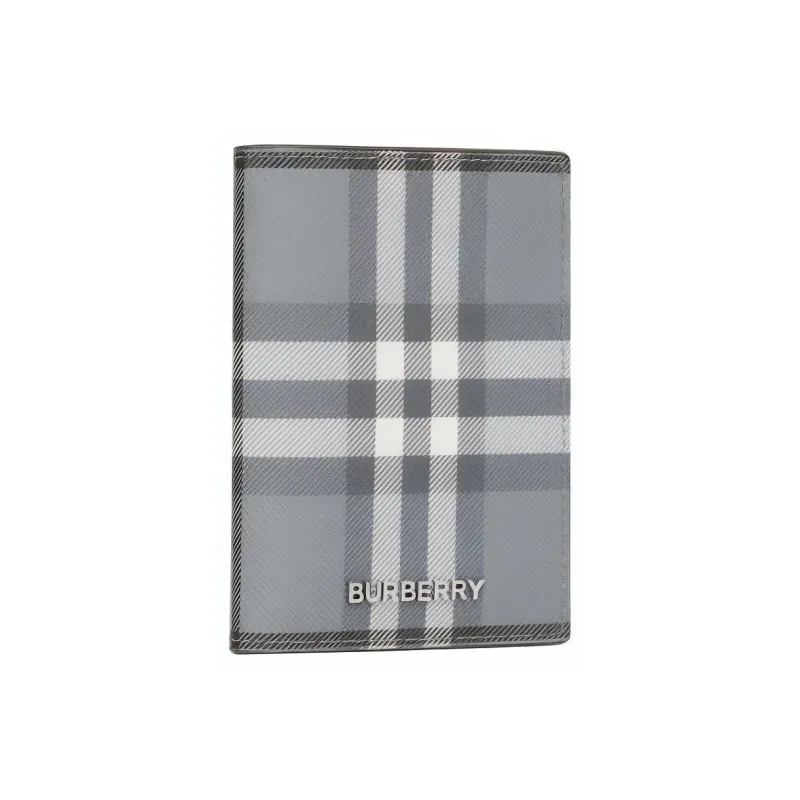 Burberry Vintage Check Folding Card Case 4 Card Slot Storm Grey Check-1