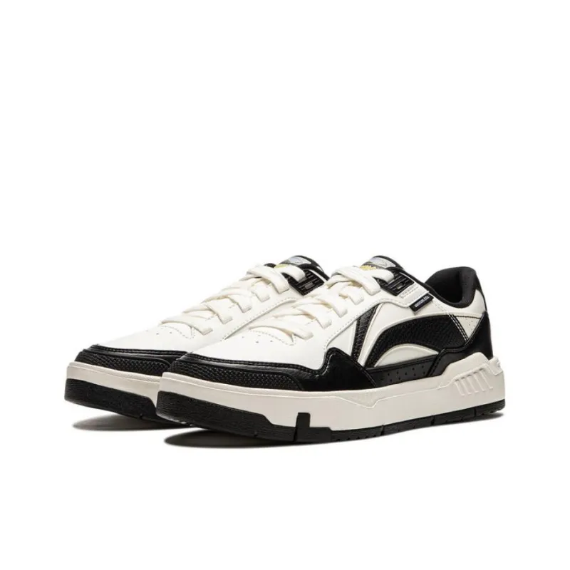LiNing Common 80s Anti Slip Wear Resistant Low Top Skateboard Shoes Women's White Black-2