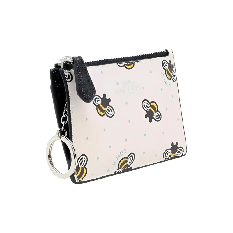 COACH Coated Canvas Wallet, Card Holder, Coin Purse Mini Women's White-1