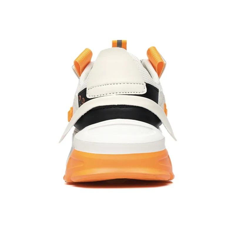 M.M Party Anti Slip Wear Resistant Low Top Chunky Sneakers Men's Beige Orange-4
