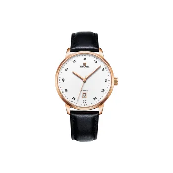 EBOHR Master Collection Mechanical Movement Leather Strap Watch Men's Watches White Dial