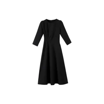 Late White Long Sleeved Dress Women's Black