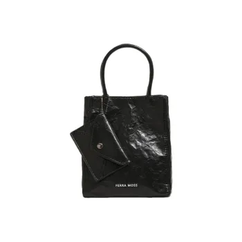 NOMK PU Handbag Tote Shoulder Bag Crossbody Bag Women's Black/Milk White/Laser Silver