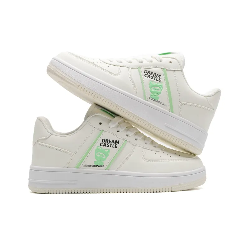 ALI THE FOX Anti Slip Wear Resistant Lightweight Breathable Low Top Skateboard Shoes Unisex White Green Box Included-4
