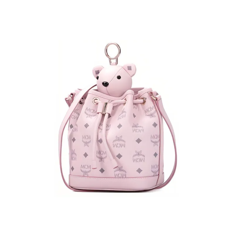 MCM Visetos Leather Bucket Bags Shoulder Bags Regular Women's Pink-1