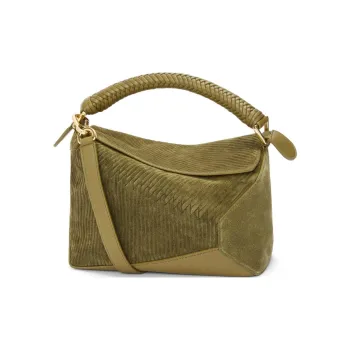 LOEWE Suede One Shoulder Handbags Small Size Women's Autumn Green