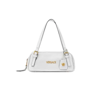 VERSACE Sheepskin Bowling Bag, Handbag, Shoulder Bag Women's White