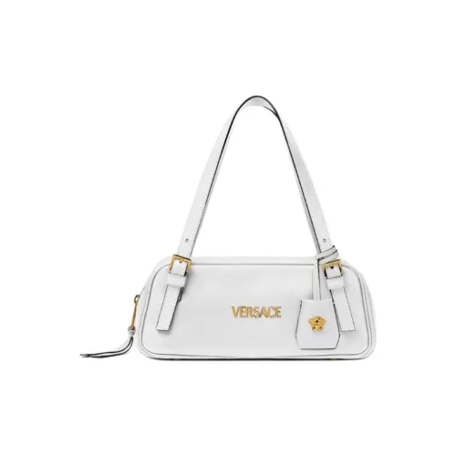 VERSACE Sheepskin Bowling Bag Handbag Shoulder Bag Women's White