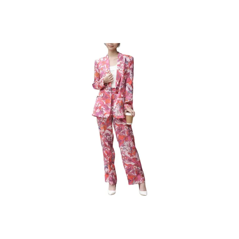 BESIONIA FW24 Business Suits Coats Women's Red Pattern-1