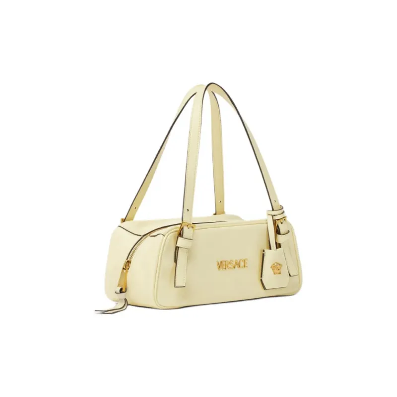 VERSACE Tag Lambskin Bowling Bag Shoulder Bag Women's Yellow-1