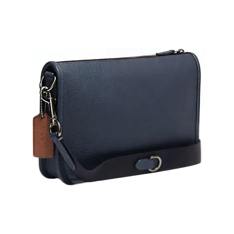 COACH Heritage Cow Leather Patchwork Shoulder Bag Crossbody Bag Medium Size Women's Dark Blue-1